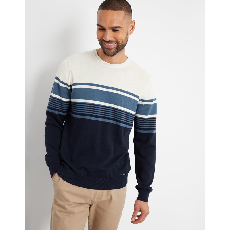 Navy Striped Knitted Jumper Navy S