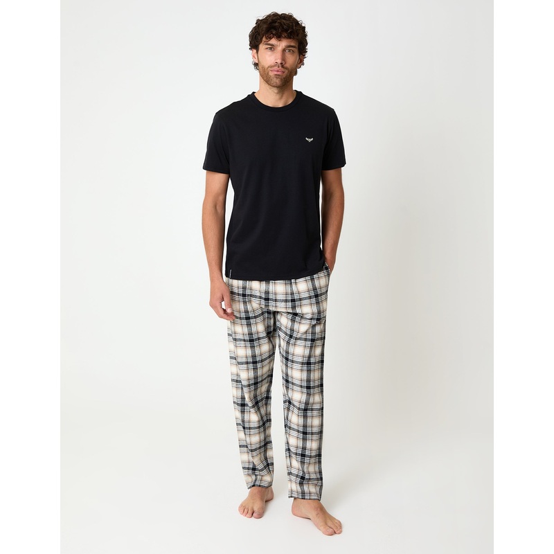 Black Check Pyjamas (2-Piece Set) Black S