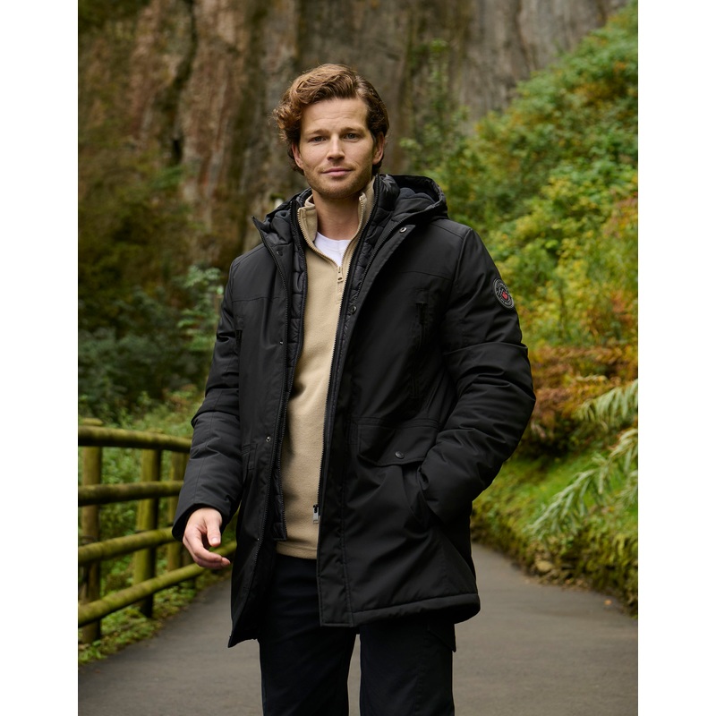 Black Mock Inner Longline Utility Coat Black S