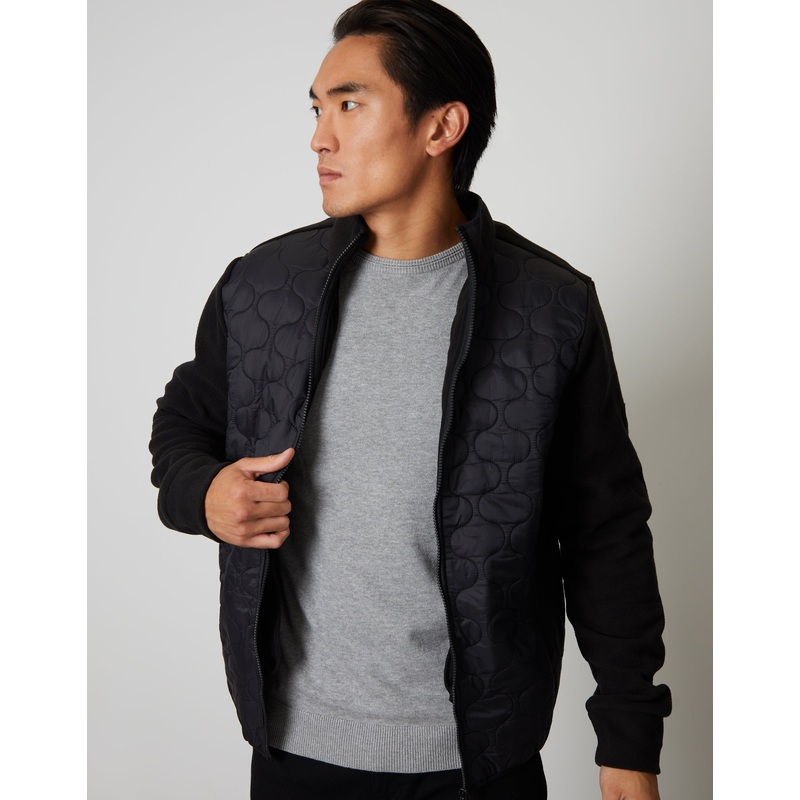 Black Onion Quilted Fleece Zip Up Jacket Black S