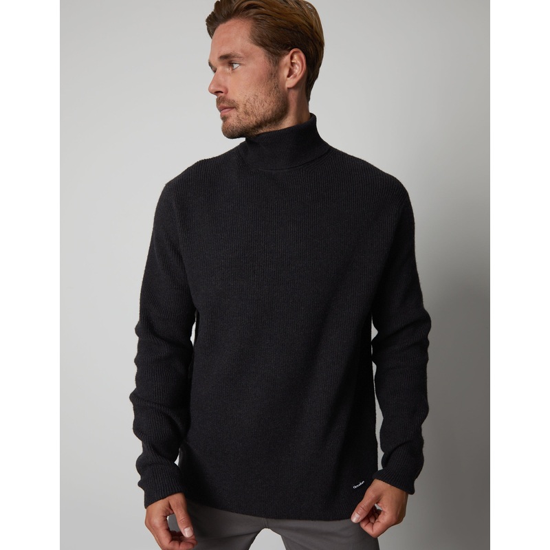 Black Ribbed Roll Neck Jumper Black S