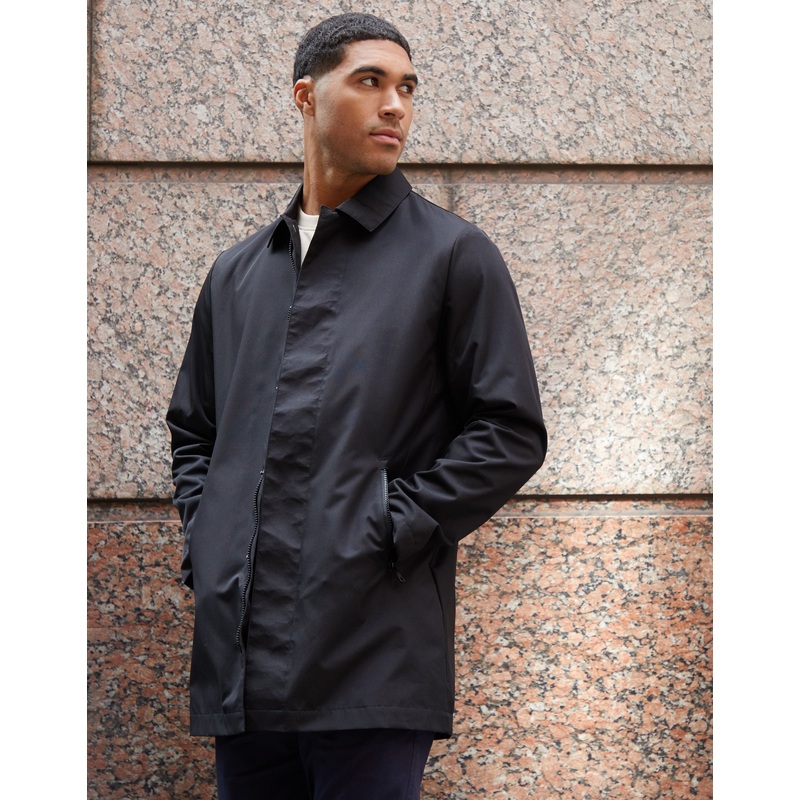 Black Showerproof Collared Mac Black S