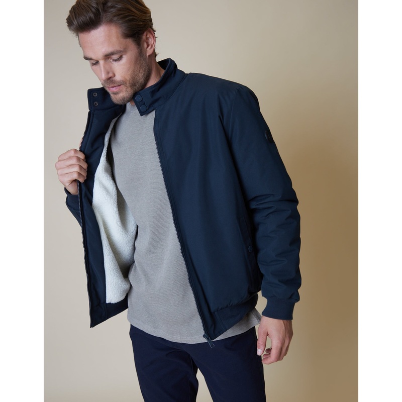 Navy Showerproof Borg Lined Harrington Jacket Navy S