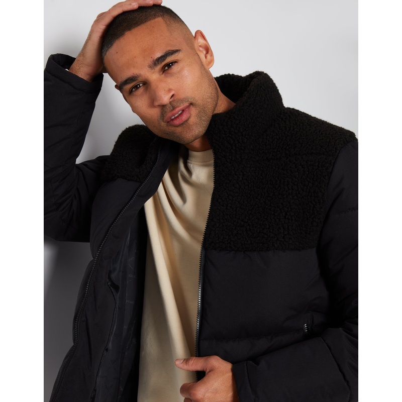 Black Borg Panel Funnel Neck Puffer Jacket Black S