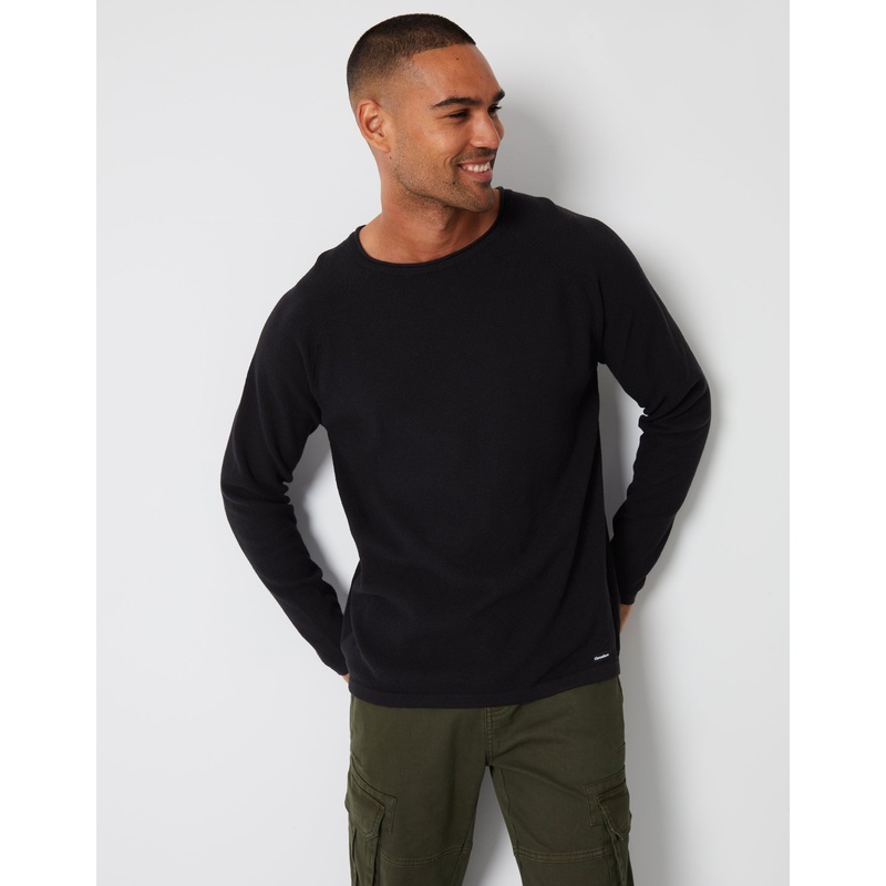 Black Knit Crew Neck Jumper Black S