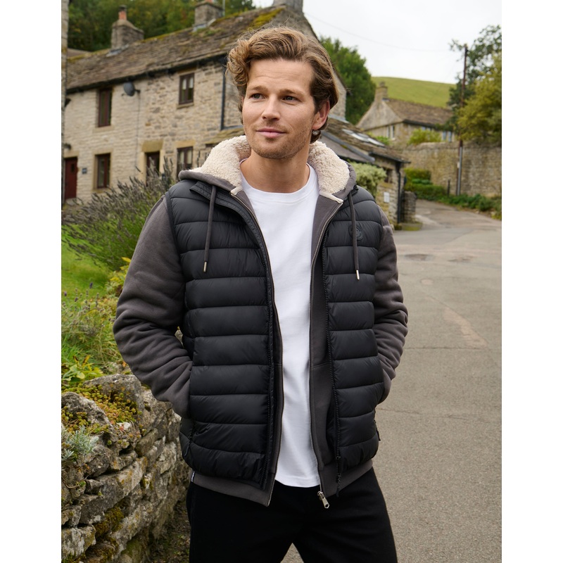 Black Matte Finish Padded Funnel Neck Gilet Black S