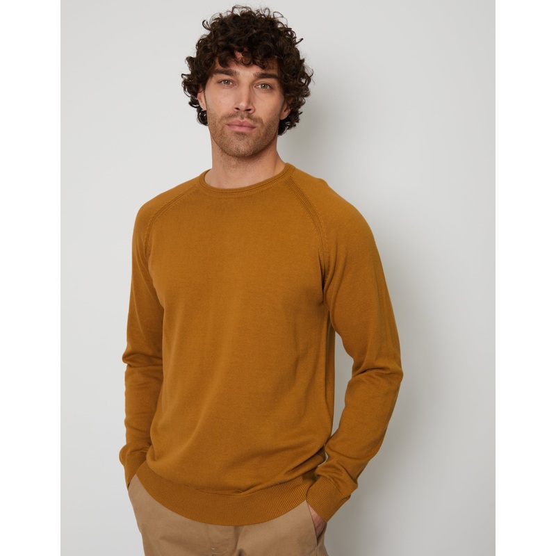 Camel Brown Crew Neck Knitted Jumper Camel Brown S