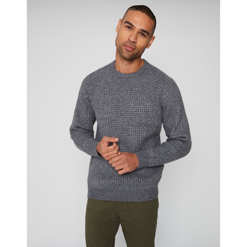 Charcoal Grey Marl Raglan Sleeve Crew Neck Jumper Charcoal Grey Marl S