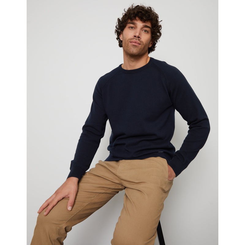 Navy Crew Neck Knitted Jumper Navy S