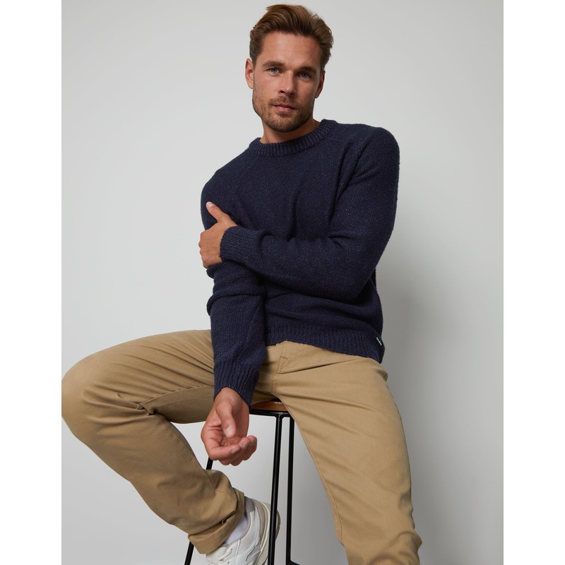 Navy Twist Raglan Sleeve Crew Neck Jumper Navy S