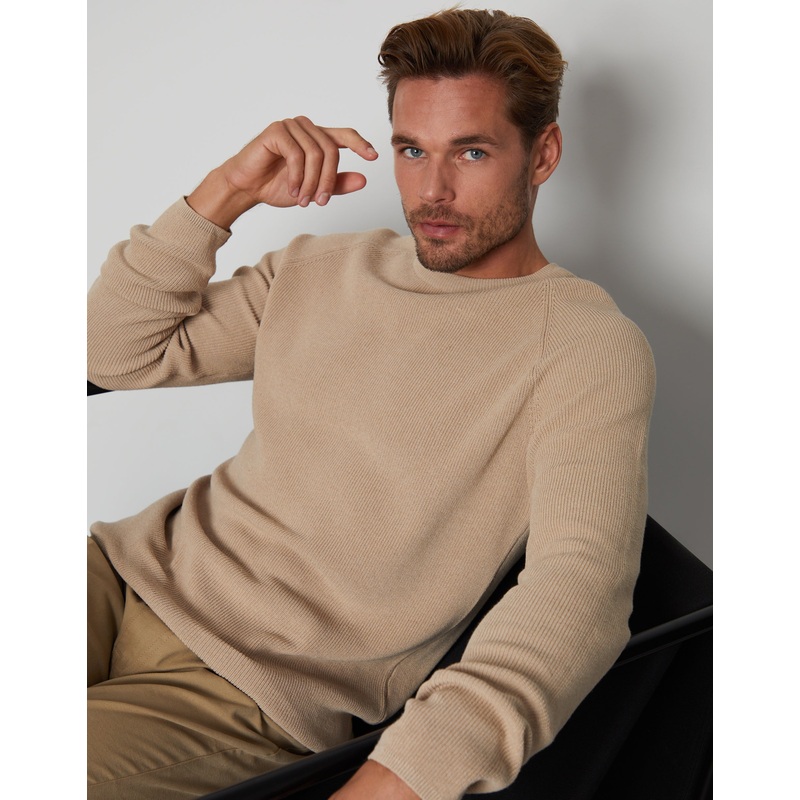 Stone Crew Neck Knitted Jumper Stone S