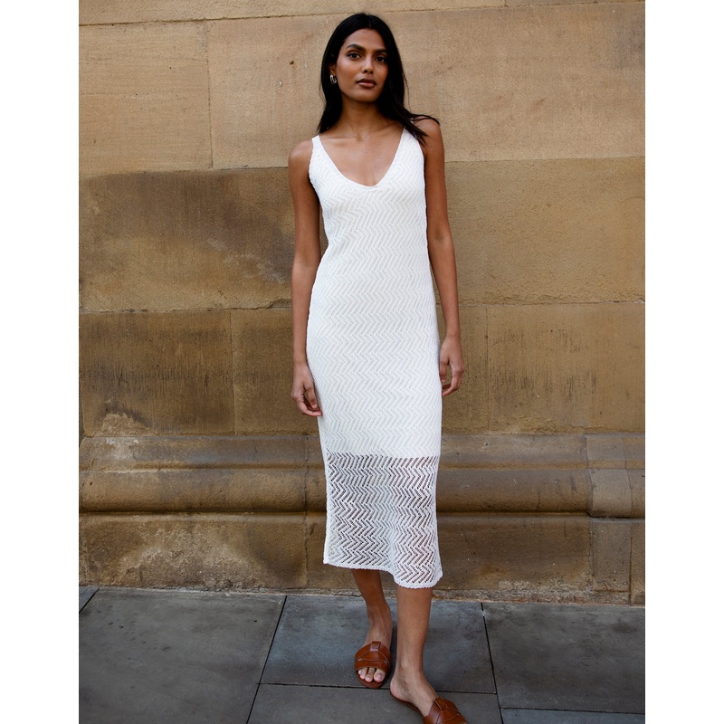 Cream Crochet Midi Dress Cream 8