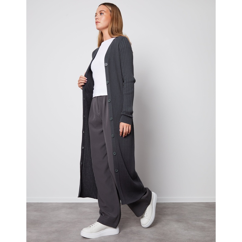 Grey Button Down Knitted Dress Grey 8