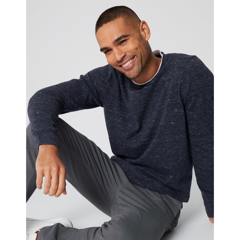 Navy Space Dye Mock Tee Jumper Navy S