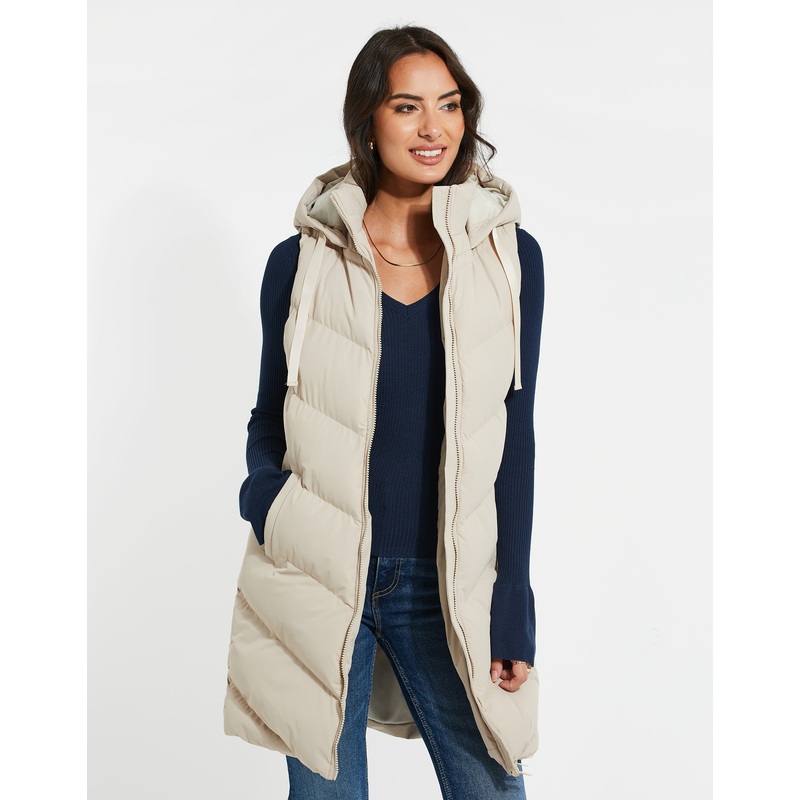 Petite Stone Longline Padded Gilet Stone 6-P