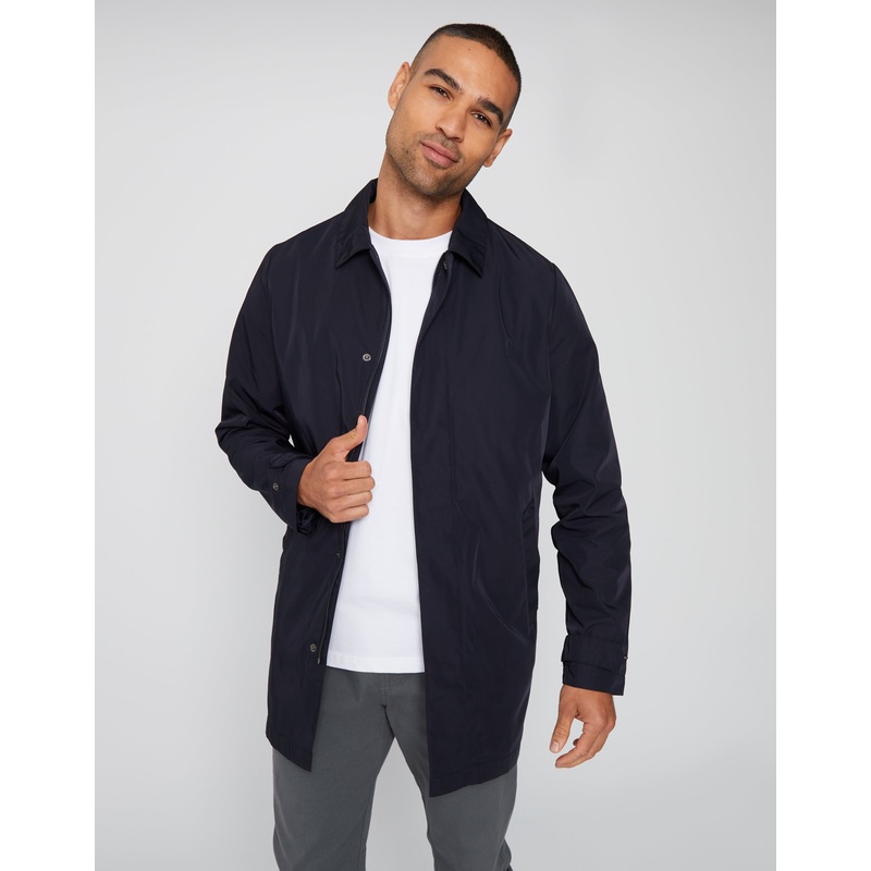 Threadbare Luxe Men’s Navy Showerproof Zip Up Mac Navy S