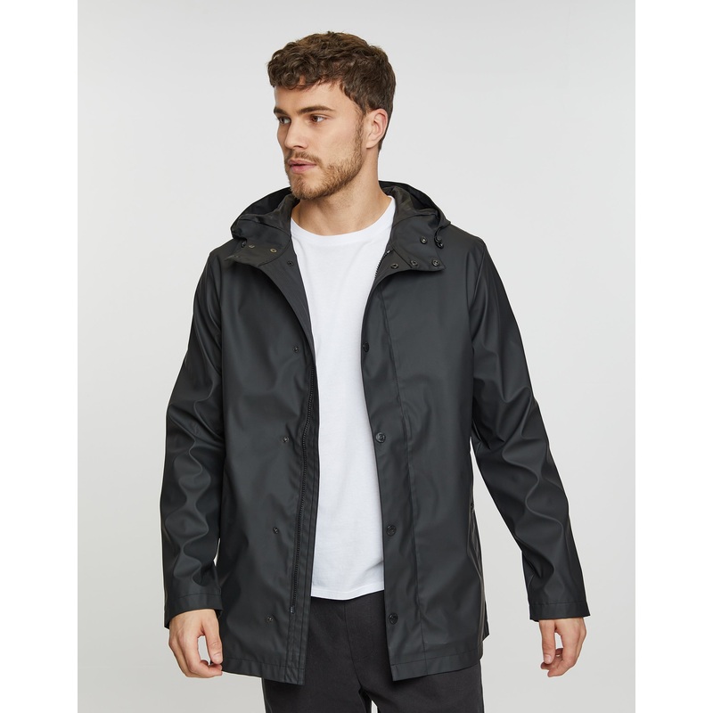 Black Hooded Showerproof Mac Black S