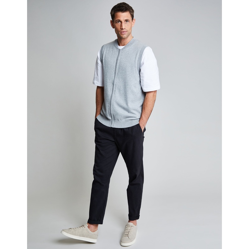 Threadbare Luxe Men’s Grey Marl Zip Up Knitted Gilet Grey Marl S