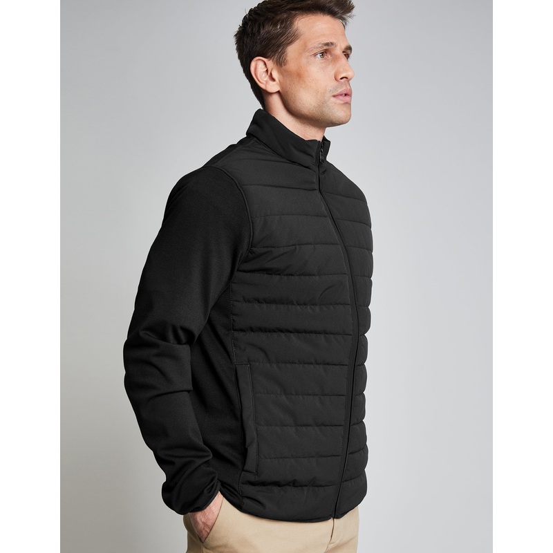 Threadbare Luxe Men’s Black Quilted Hybrid Funnel Neck Jacket Black S