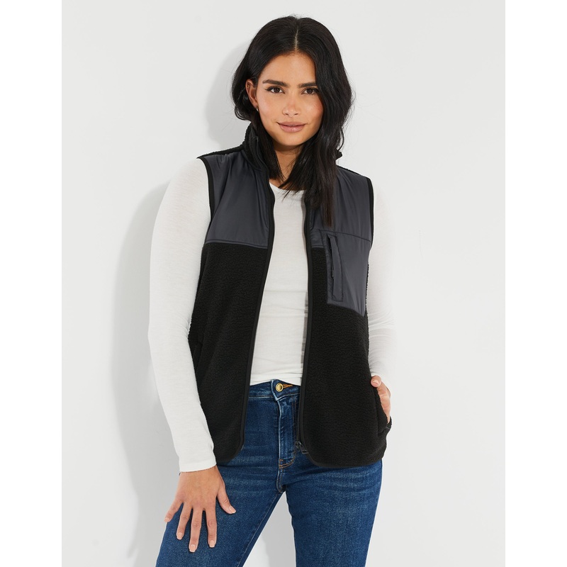 Black Faux Borg Contrast Panel Gilet Black 8