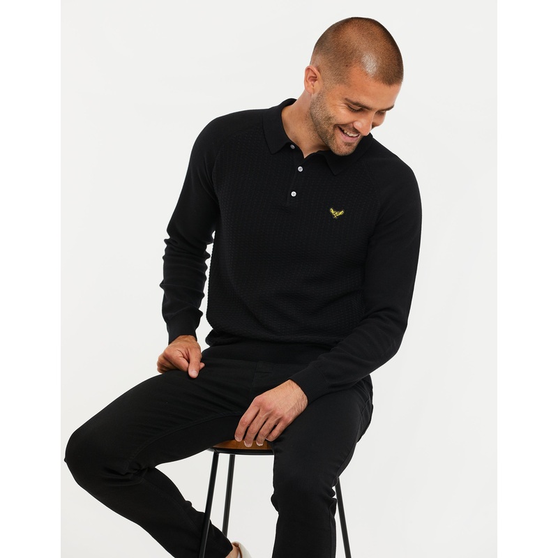 Black Long Sleeve Polo Jumper Black S