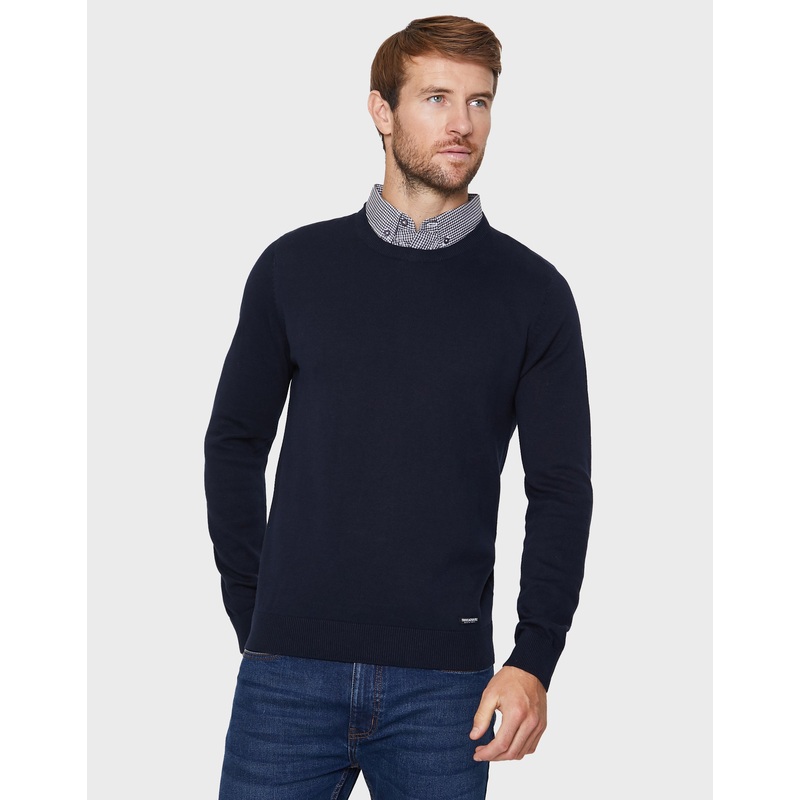 Navy Mock Shirt Collar Jumper Navy S