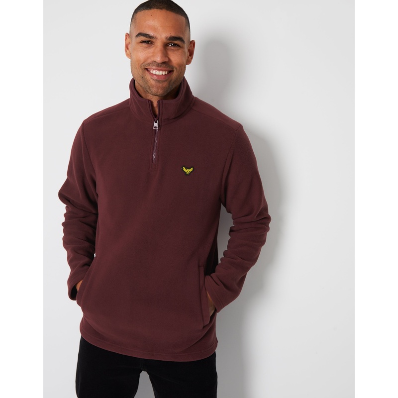 Burgundy Quarter Zip Microfleece Sweatshirt Burgundy S