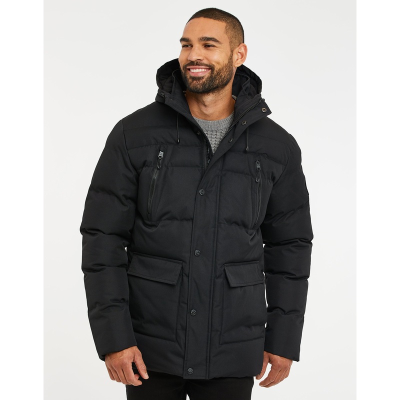 Black Hooded Padded Jacket Black S