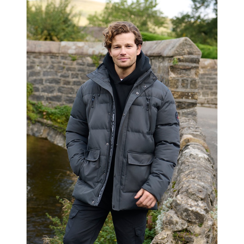 Charcoal Grey Hooded Padded Jacket Charcoal Grey S