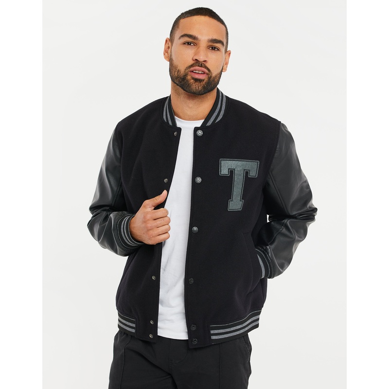Black Varsity Bomber Jacket Black S