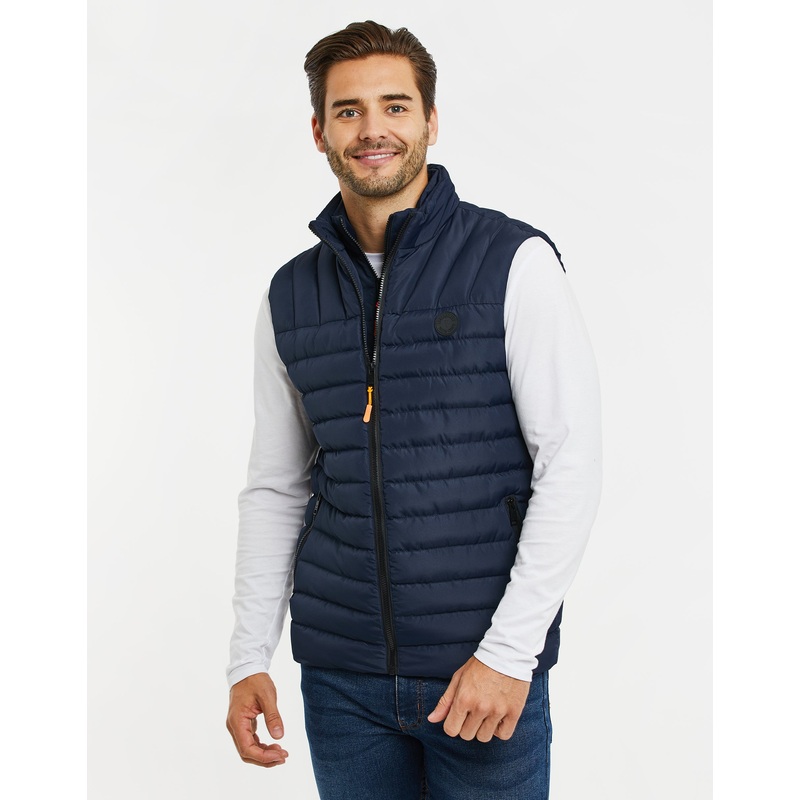 Navy Padded Double Layer Gilet Navy S