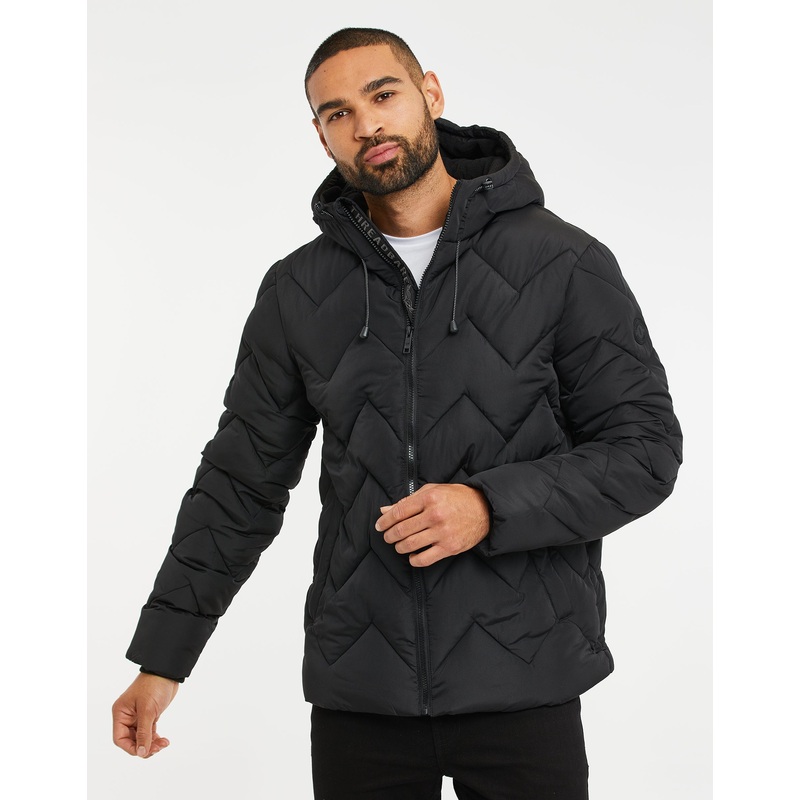 Black Zig Zag Quilted Jacket Black S