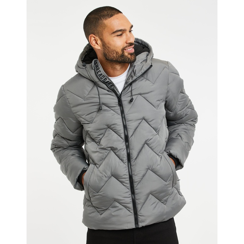 Grey Zig Zag Quilted Jacket Grey S
