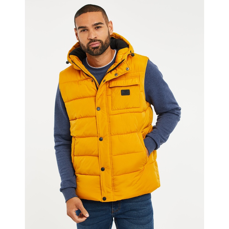 Mustard Yellow Hooded Padded Gilet Mustard Yellow S