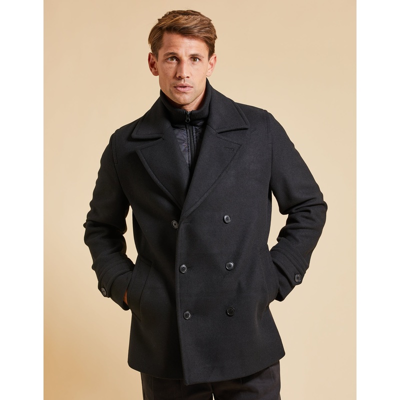 Threadbare Luxe Men’s Black Mock Layer Tailored Coat Black S