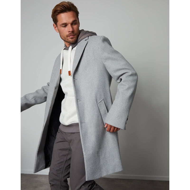 Threadbare Luxe Men’s Light Grey Marl Tailored Coat Light Grey Marl S