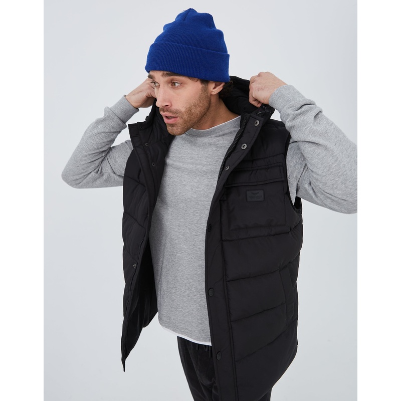 Black Hooded Padded Gilet Black S