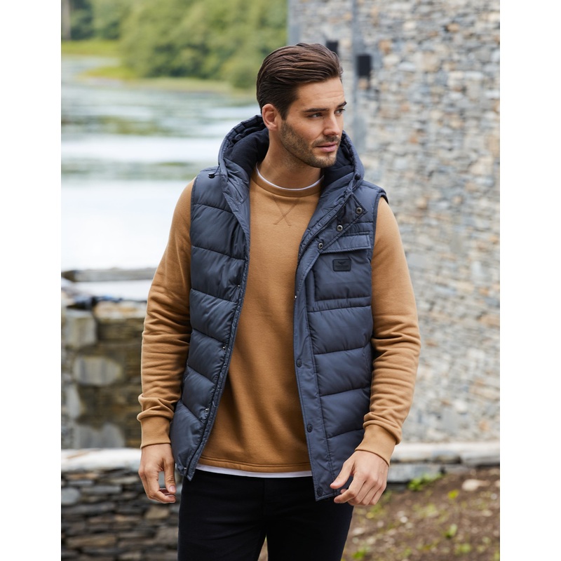 Navy Hooded Padded Gilet Navy S