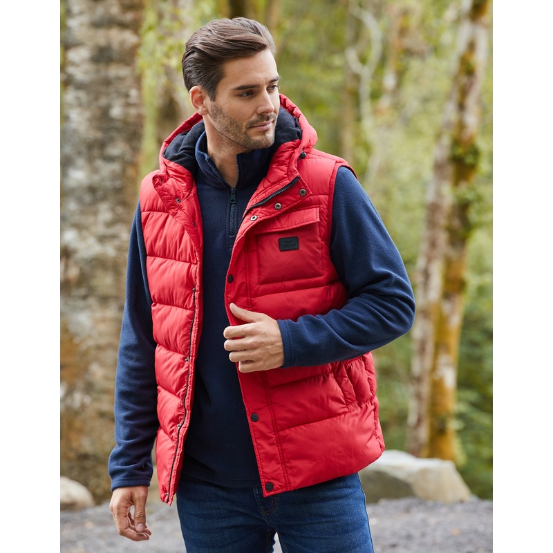 Red Hooded Padded Gilet Red S