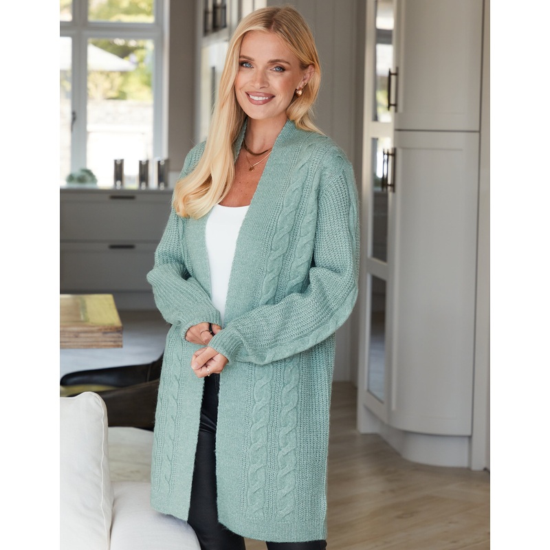 Sage Green Cable Knit Cardigan Sage Green 8